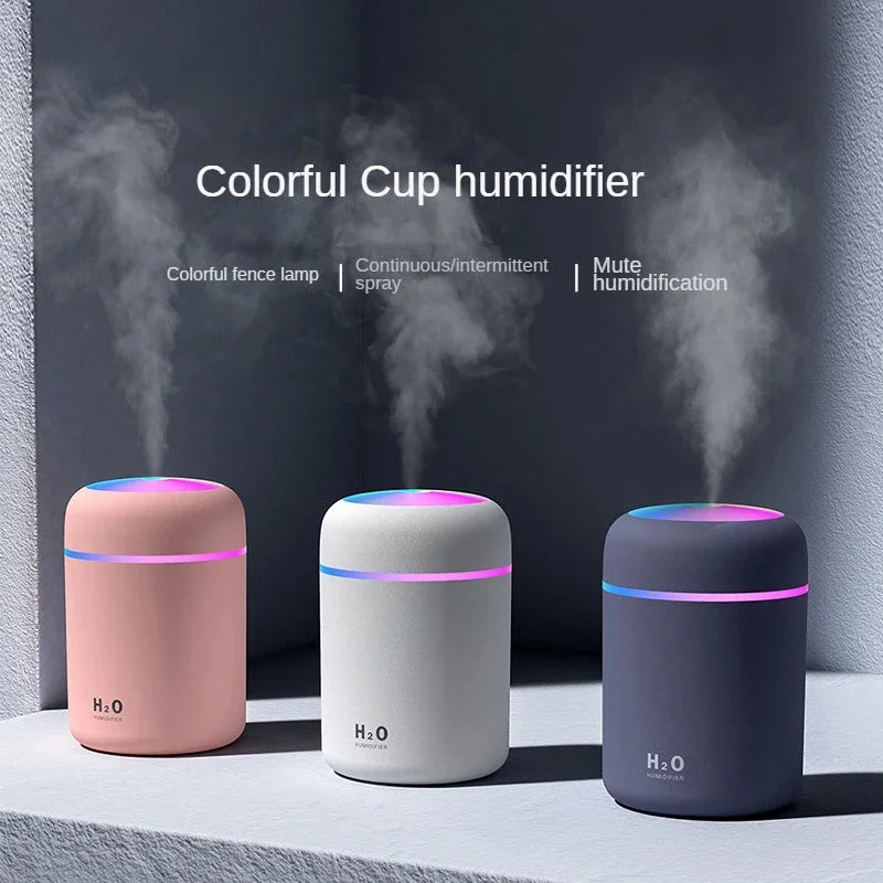 "300ml USB Humidifier: Cool Mist for Home & Car"